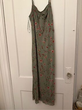 NWT Sage Green Floral Spaghetti Strap Dress